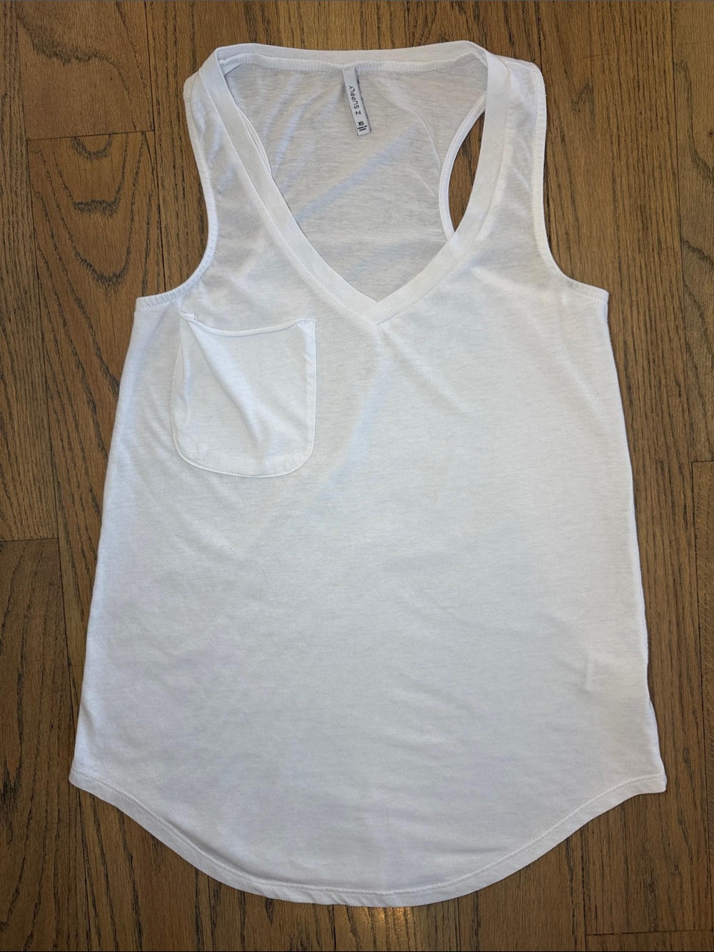 Z Supply Women’s White V-Neck Pocket Long Length Tank Size X-Small